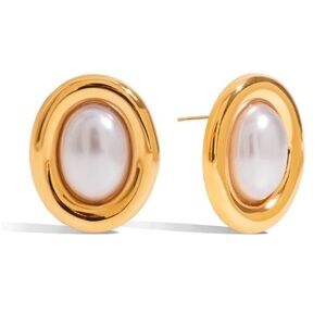 New! Anthropologie Heaven Mayhem Treasure Gold Pearl Earrings (2004) NWOT